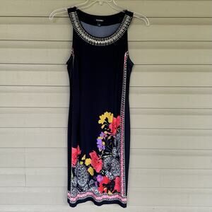 Roz & Ali Medium Womens Sleeveless Navy Floral Shift Dress